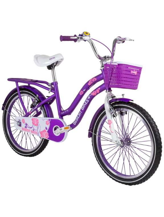 Bicicleta Junior Aro 20 para Niña Púrpura - Con Canasto Frontal